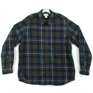 LL Bean Long Sleeve Button Down Flannel Check Shirt Men's Large Cabincore Cozy